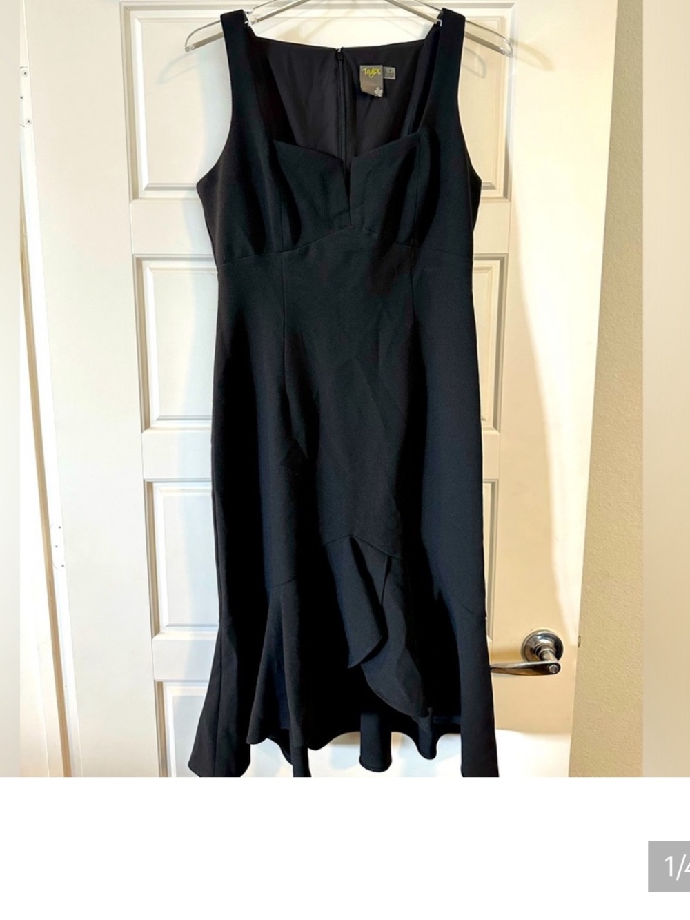 Taylor Black Midi Dress with Ruffle Hem